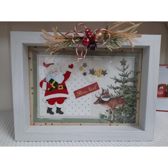 Santa and reindeer frame picture